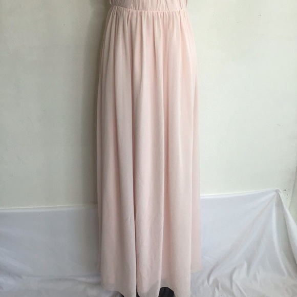 JJ’s HOUSE WOMEN ELEGANT CHIC PINK COLLAR HALTERED PLEATED CHIFFON MAXI DRESS S - Picture 6 of 11